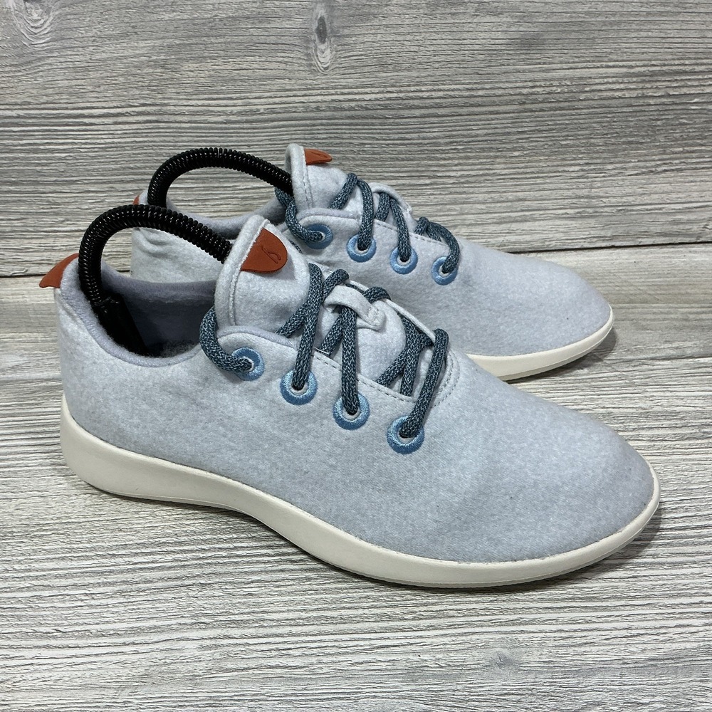 Allbirds Women's Wool Runners Shoes Baby Blue Size 7 Wool Lace Up Low Sneakers